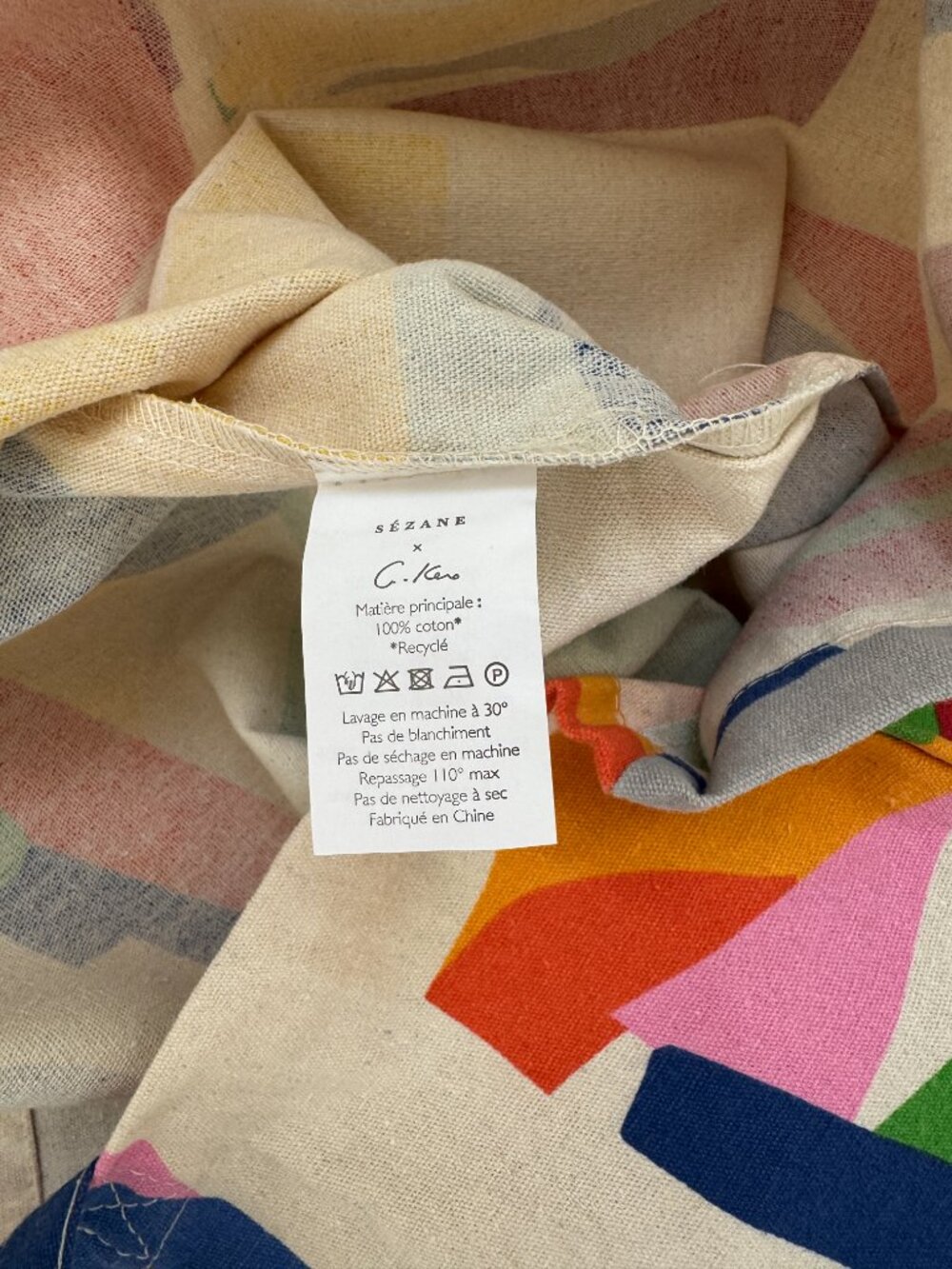 Sezane x G. Kero limited edition geometric print tote bag, multicolor, NWOT - Picture 5 of 6